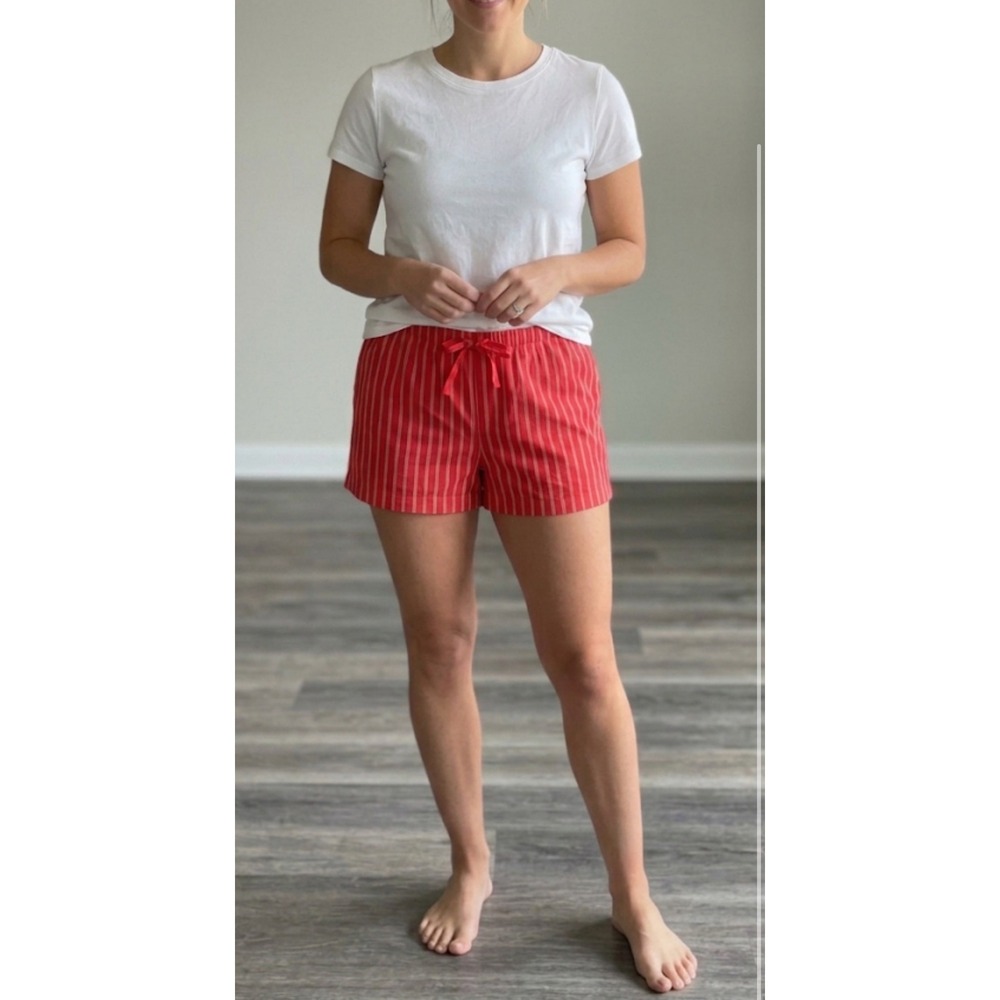 Auden Womens XL Red White Striped Flannel Sleepwear Shorts Pockets New With Tags